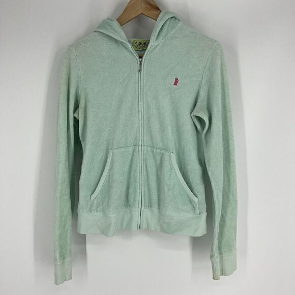 Juicy Couture Tops - Juicy Couture Jacket Size Large Women Green Zip Hoodie Scottie USA VTG Y2K Terry